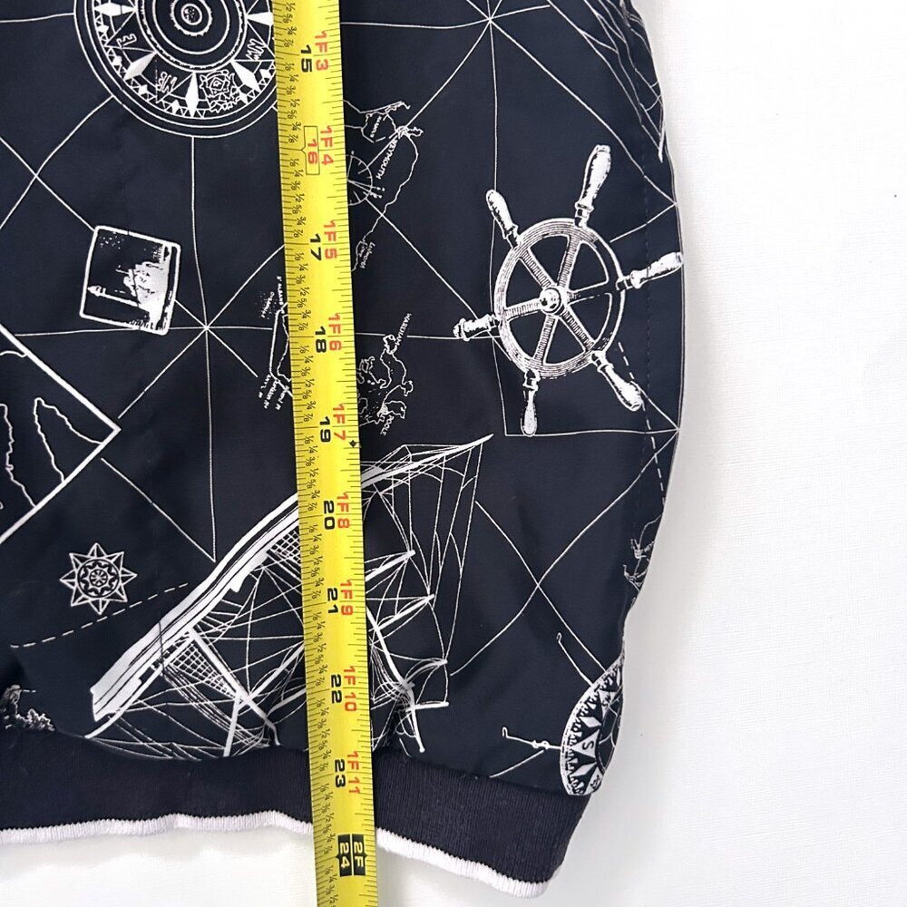 Vintage Liz Golf Nautical Map Womens M Coastal Preppy 90s Windbreaker Pullover - Picture 8 of 11